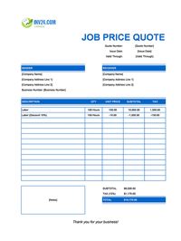 job quote template sheets canada