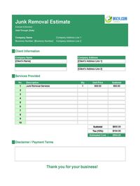 junk removal estimate template canada