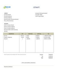 labor estimate template canada