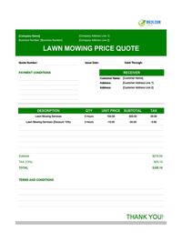 lawn mowing quote template canada