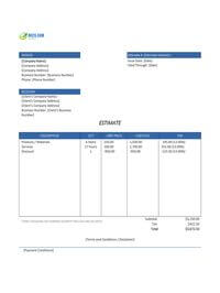 online estimate template canada