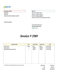 paid invoice template Canada