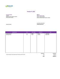 standard painting invoice template canada