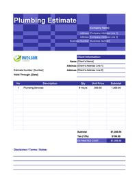 plumbing estimate template canada