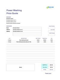 power washing quote template canada