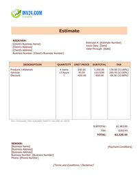 professional estimate template canada