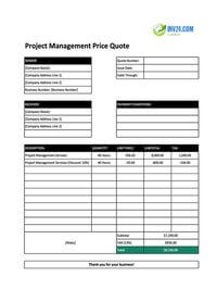 project management quote template canada