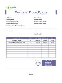 remodeling quote template canada