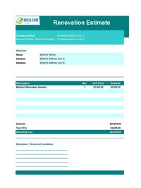 renovation estimate template canada