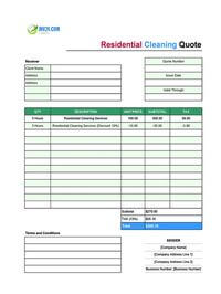 residential cleaning quote template canada