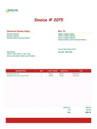 Restaurant invoice template canada