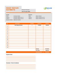 roof repair estimate template canada