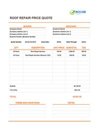 roof repair quote template canada