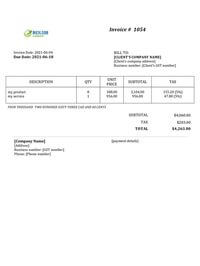 standard sample invoice with gst number canada