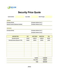 security quote template canada