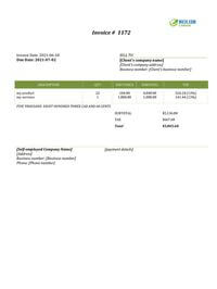 standard self employed invoice template canada