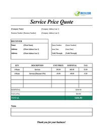 service quote template sheets canada