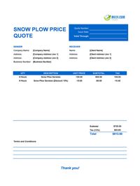 snow plow quote template canada