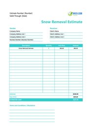 snow removal estimate template canada