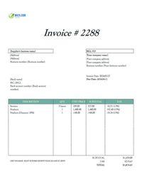 supplier invoice template Canada