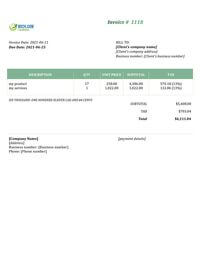 standard tax invoice template canada