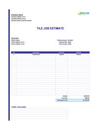 tile job estimate template canada