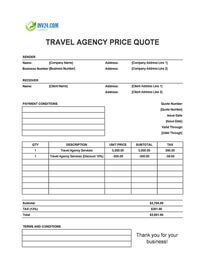 travel agency quote template canada