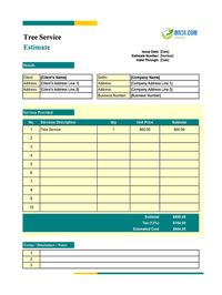 tree service estimate template canada