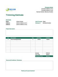 trimming estimate template canada