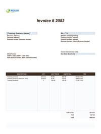 Tutoring invoice template canada