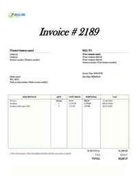 vendor invoice template Canada