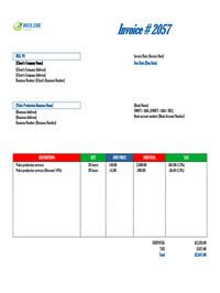 Video production invoice template canada