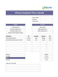 virtual assistant quote template canada