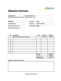 website estimate template canada