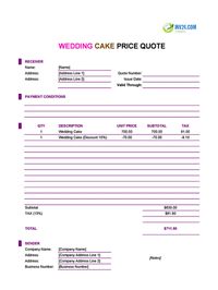 wedding cake quote template canada