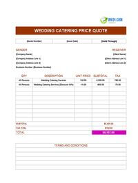 wedding catering quote template canada