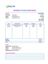 wedding planner quote template canada