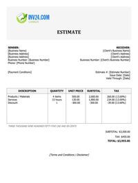 work estimate template canada