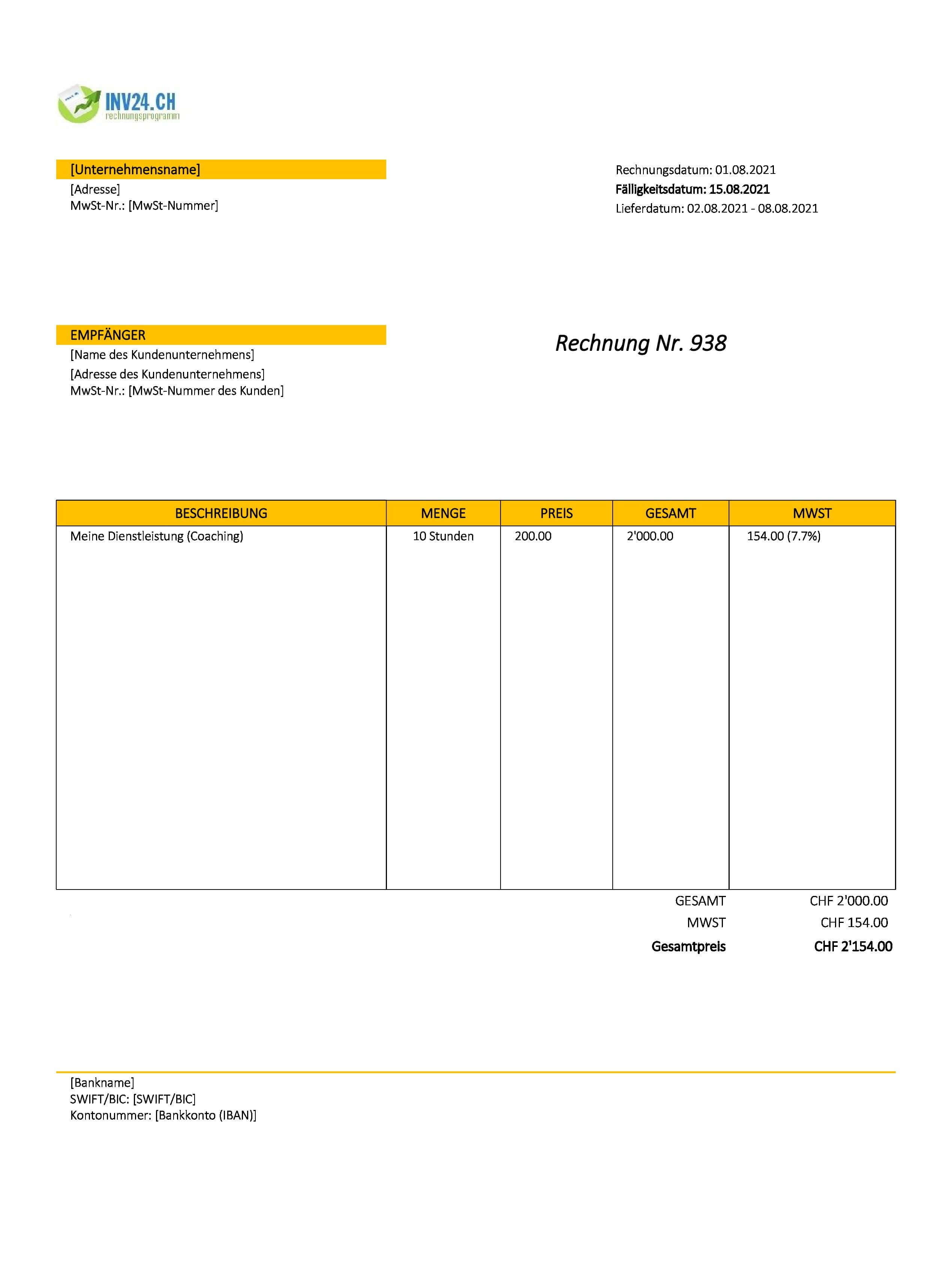Coaching Rechnung Vorlage Schweiz Coaching Rechnung Vorlage Schweiz