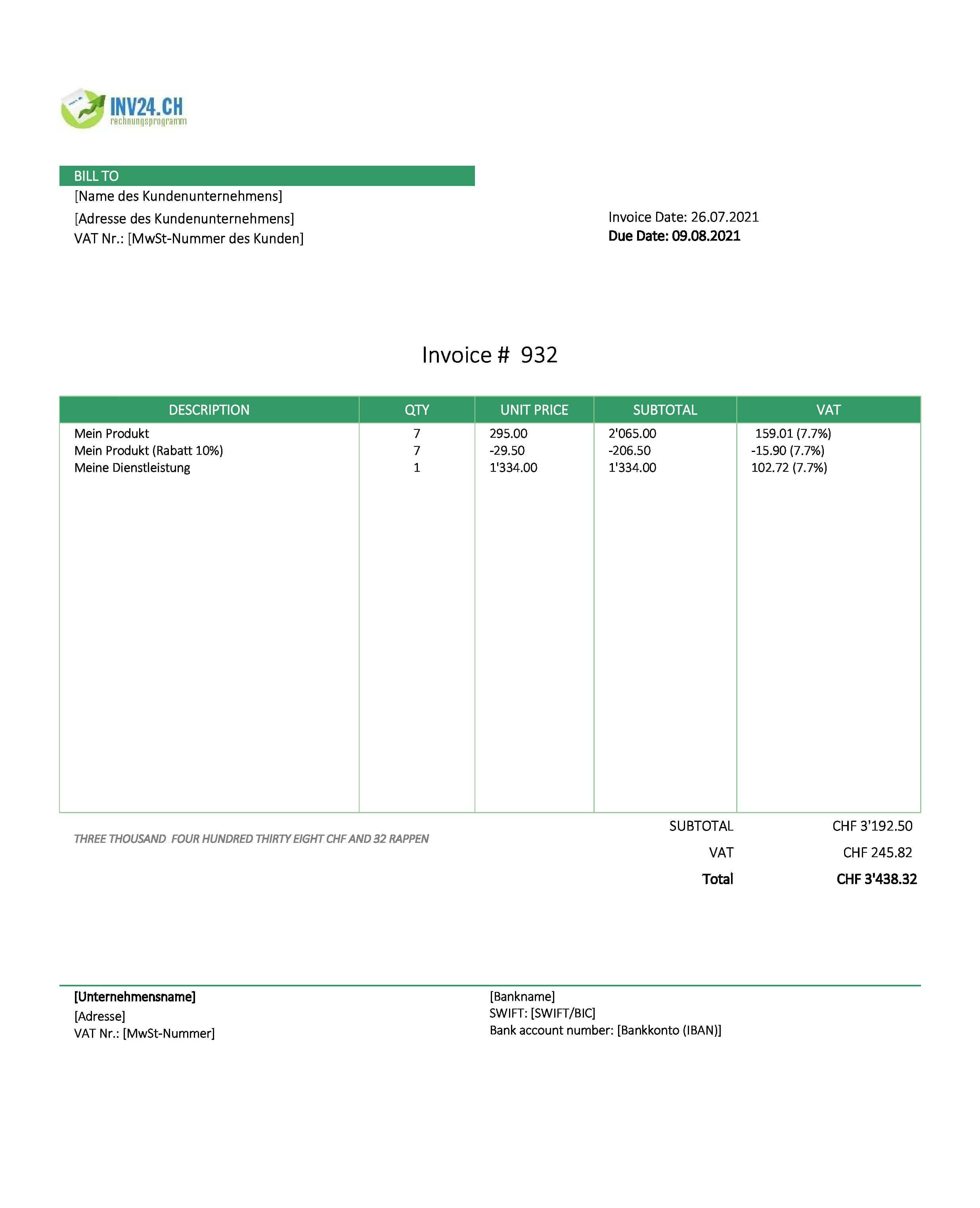 Invoice Muster Schweiz Invoice Muster Schweiz