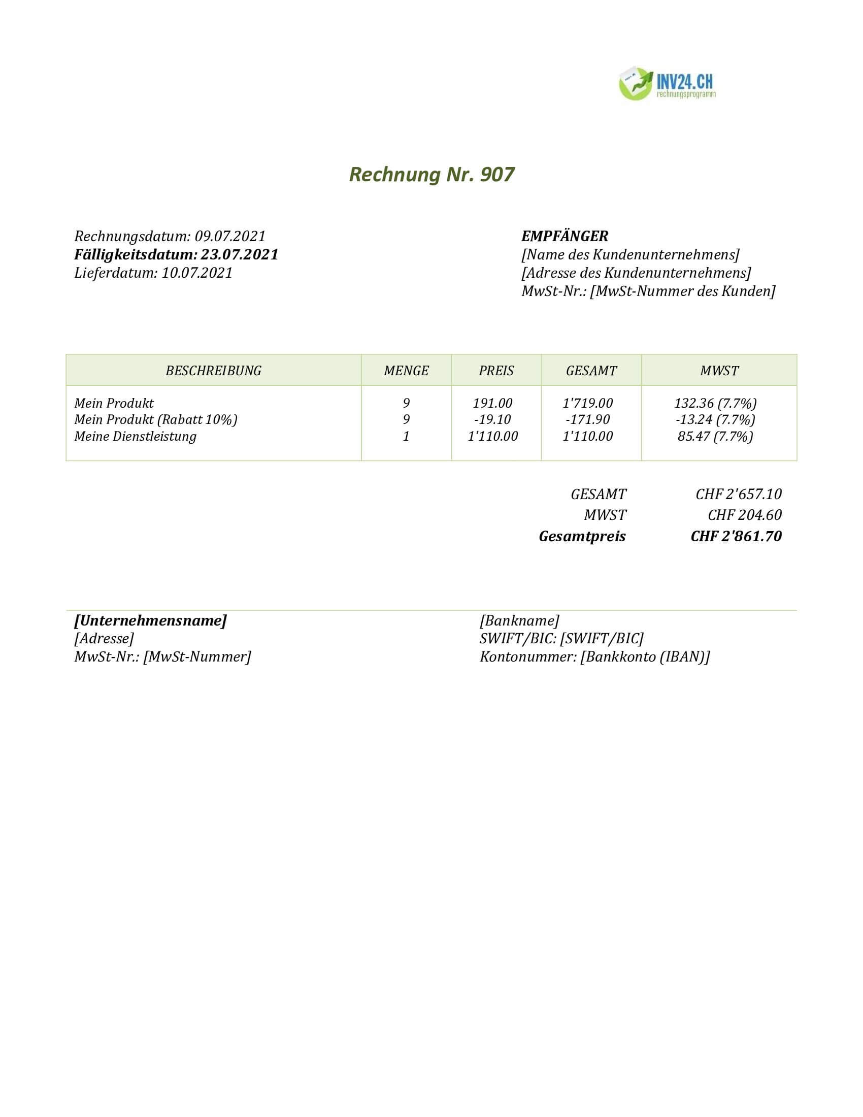 Rechnung Beispiel Schweiz Rechnung Beispiel Schweiz
