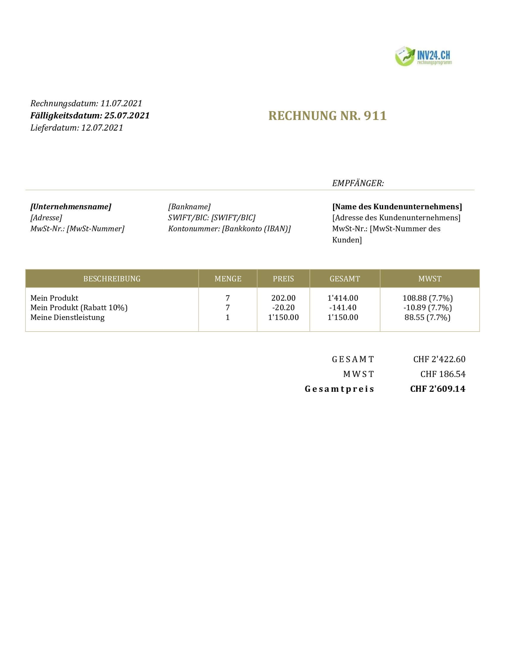 Rechnungsstellung Schweiz Beispiel Rechnungsstellung Schweiz Beispiel