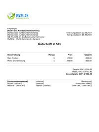 Gutschrift vorlage Schweiz Gutschrift vorlage Schweiz