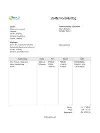 Kostenvoranschlag Muster Dienstleistung schweiz Kostenvoranschlag Muster Dienstleistung schweiz