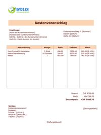 Kostenvoranschlag Muster zum Ausfüllen schweiz Kostenvoranschlag Muster zum Ausfüllen schweiz