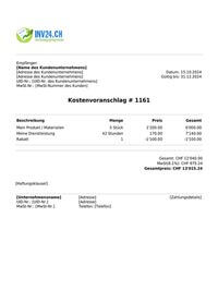 Kostenvoranschlag Vorlage schweiz Kostenvoranschlag Vorlage schweiz