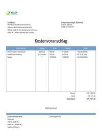 Online Kostenvoranschlag Vorlage schweiz Online Kostenvoranschlag Vorlage schweiz