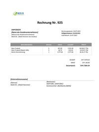 Rechnungs Vordruck Schweiz Rechnungs Vordruck Schweiz