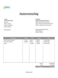 Unverbindlicher Kostenvoranschlag Muster schweiz Unverbindlicher Kostenvoranschlag Muster schweiz