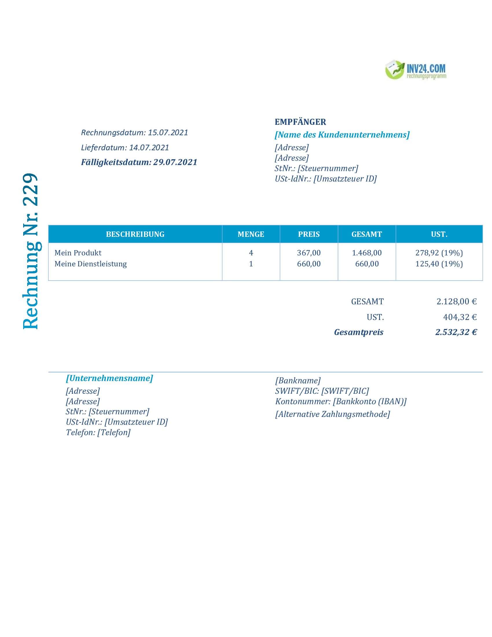 Rechnung Template (Word / Google Docs)